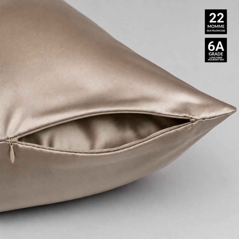 Taupe Beige 22 Momme Mulberry Silk Pillowcase