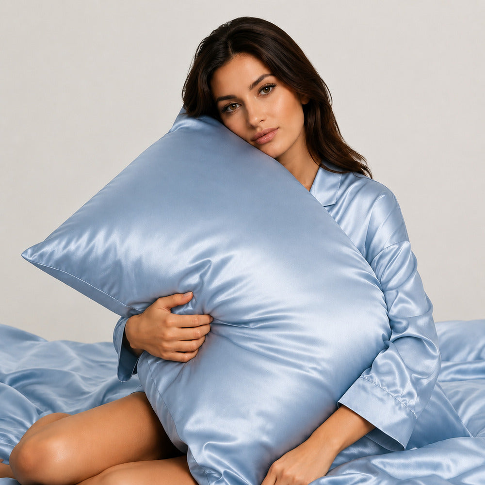 Sky Blue 22 Momme Mulberry Silk Pillowcase