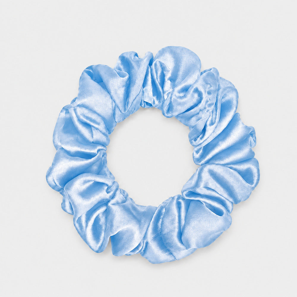 Azure Blue Mulberry Silk Scrunchie