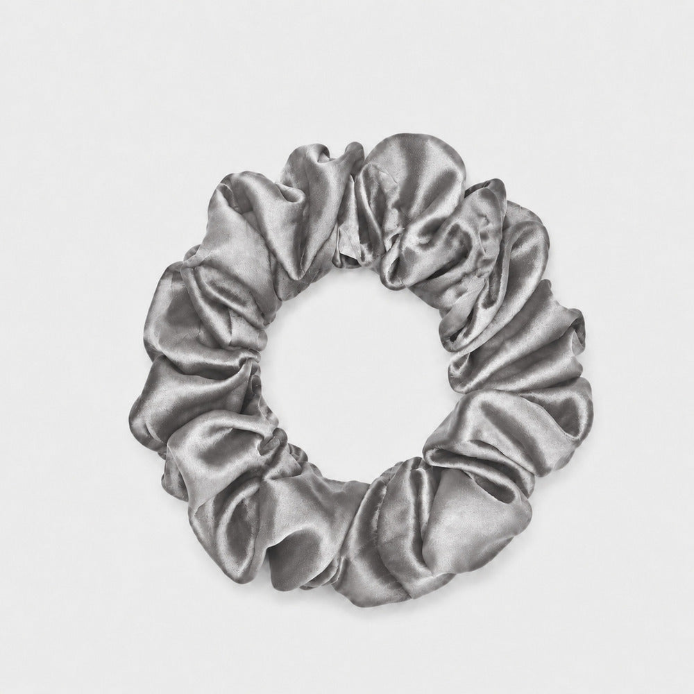 Charcoal Gray Mulberry Silk Scrunchie