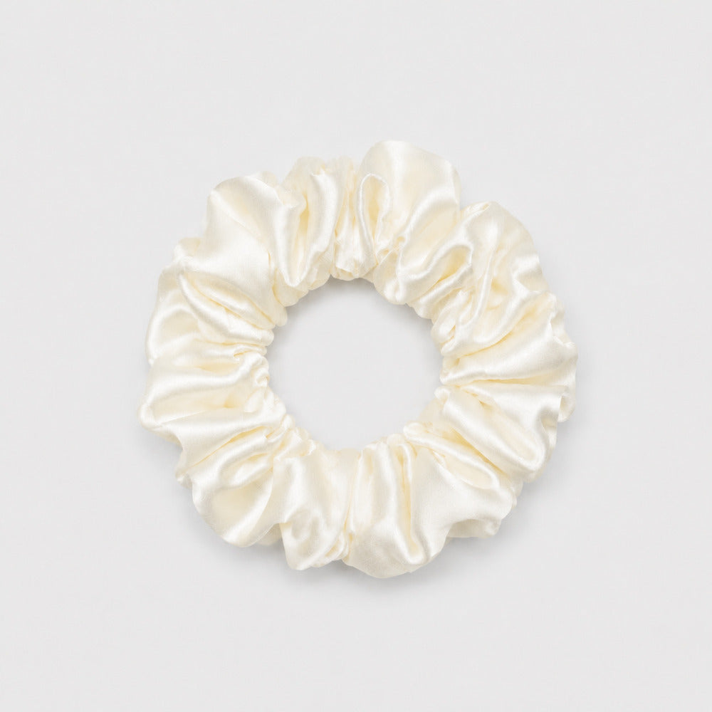 Ivory White Mulberry Silk Scrunchie