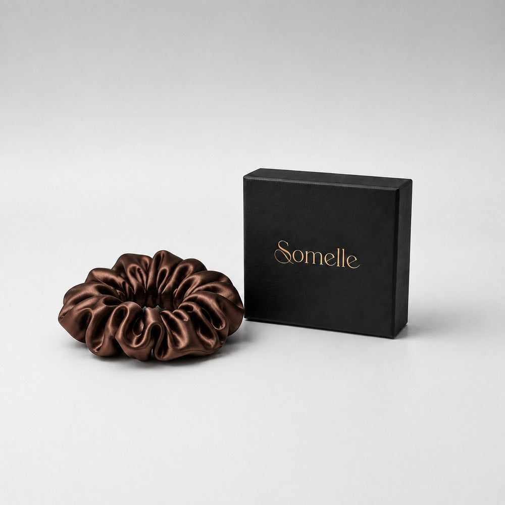 Mocha Brown Mulberry Silk Scrunchie