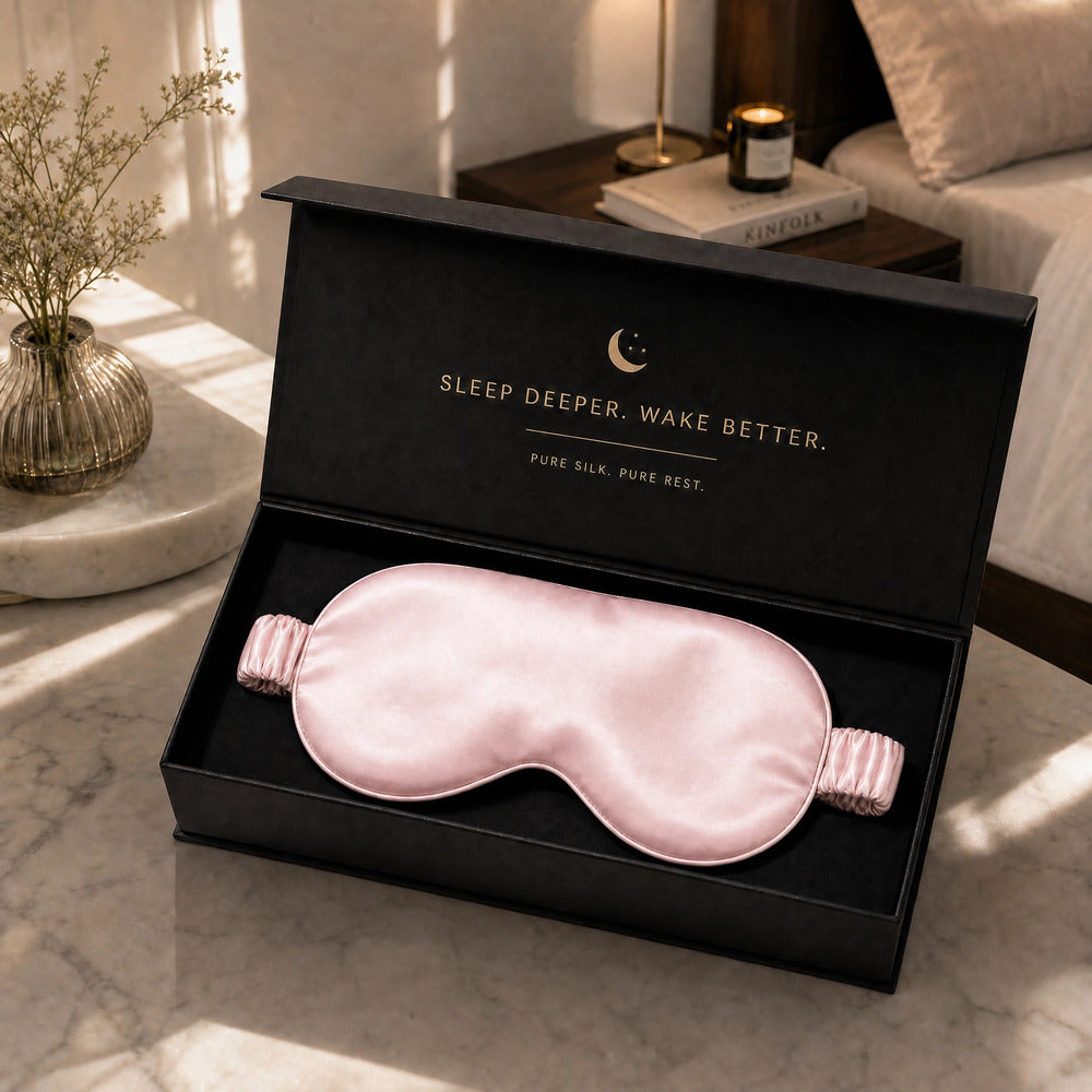 Blush Pink Silk Sleep Mask for Travel | 22 Momme Mulberry Silk Eye Mask
