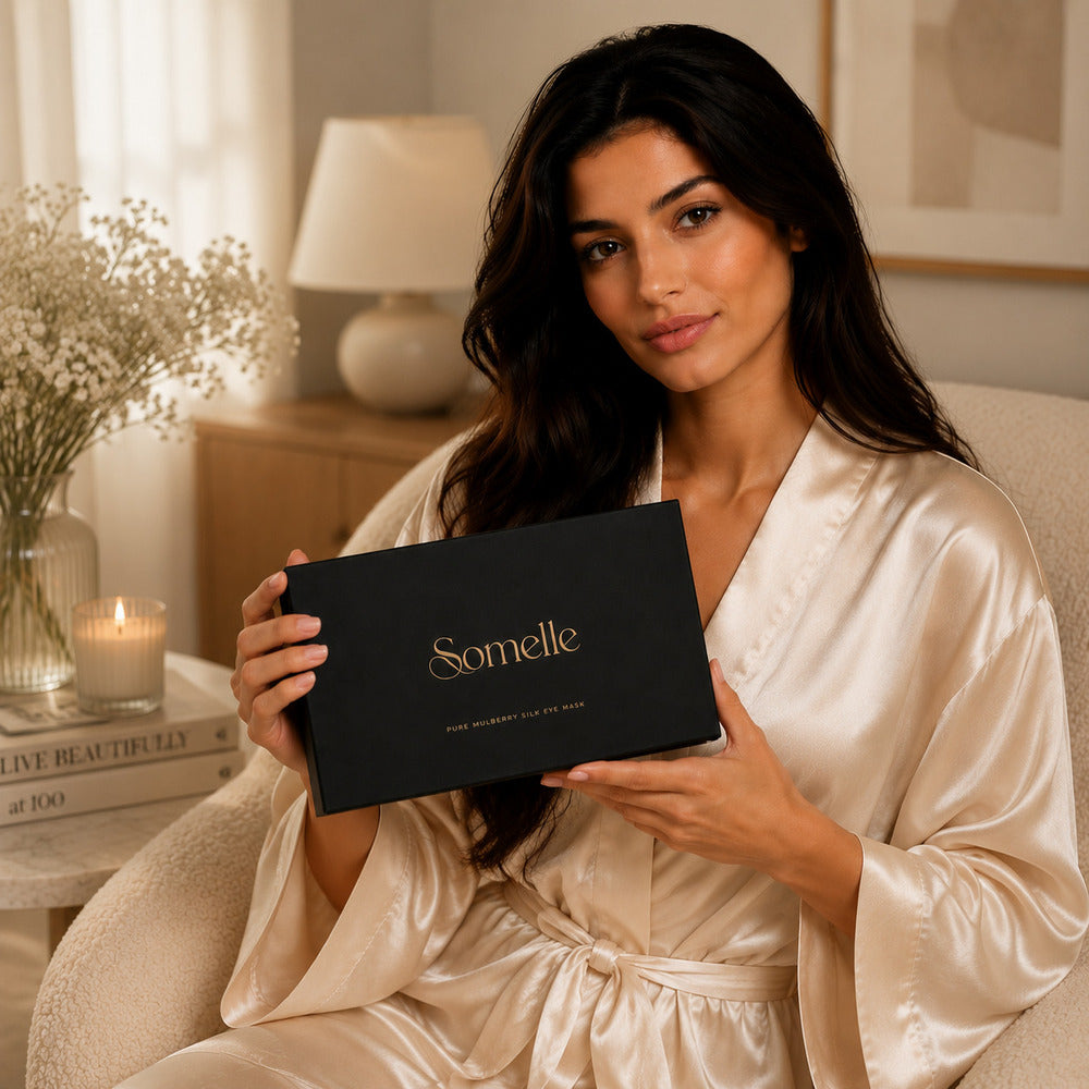 Champagne Beige Silk Sleep Mask for Travel | 22 Momme Mulberry Silk Eye Mask
