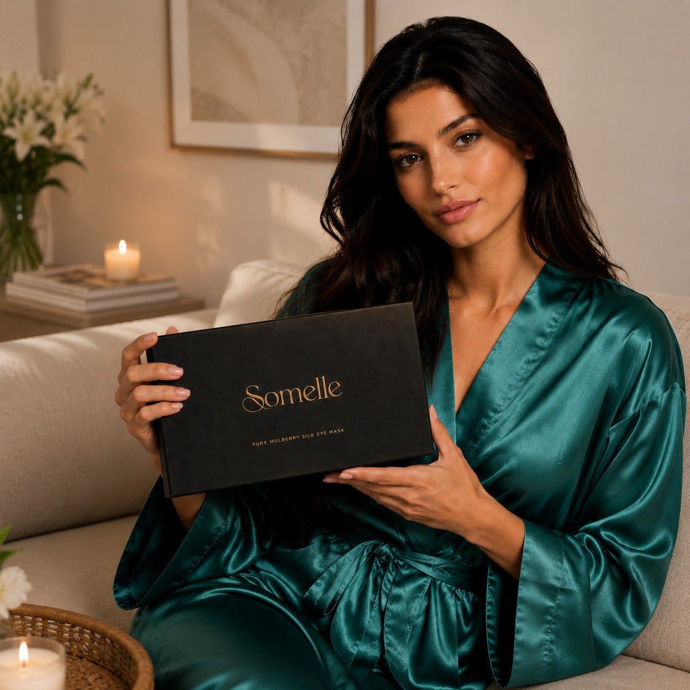Deep Teal Silk Sleep Mask for Travel | 22 Momme Mulberry Silk Eye Mask