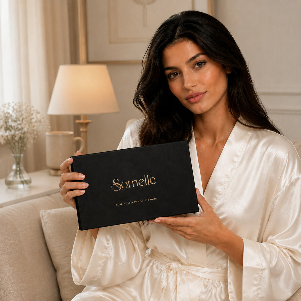 Ivory White Silk Sleep Mask for Travel | 22 Momme Mulberry Silk Eye Mask