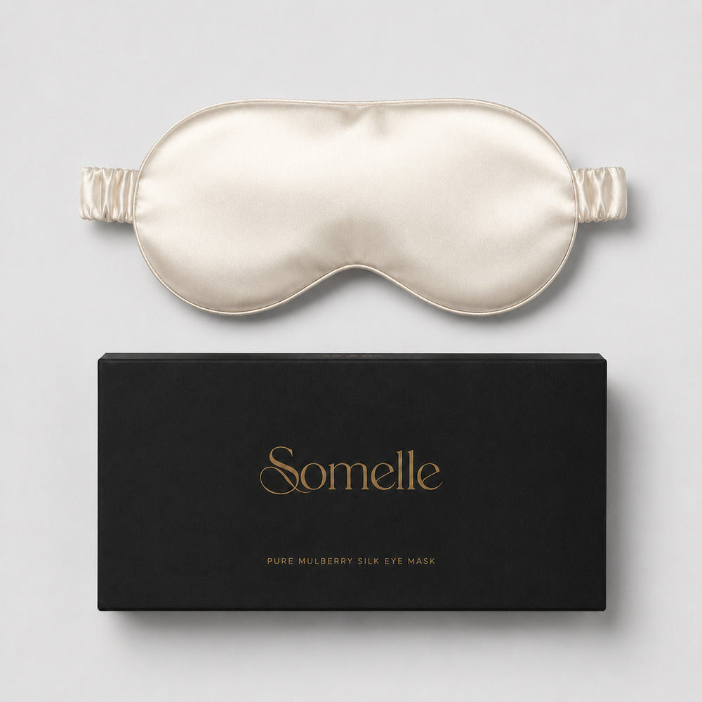 Ivory White Silk Sleep Mask for Travel | 22 Momme Mulberry Silk Eye Mask