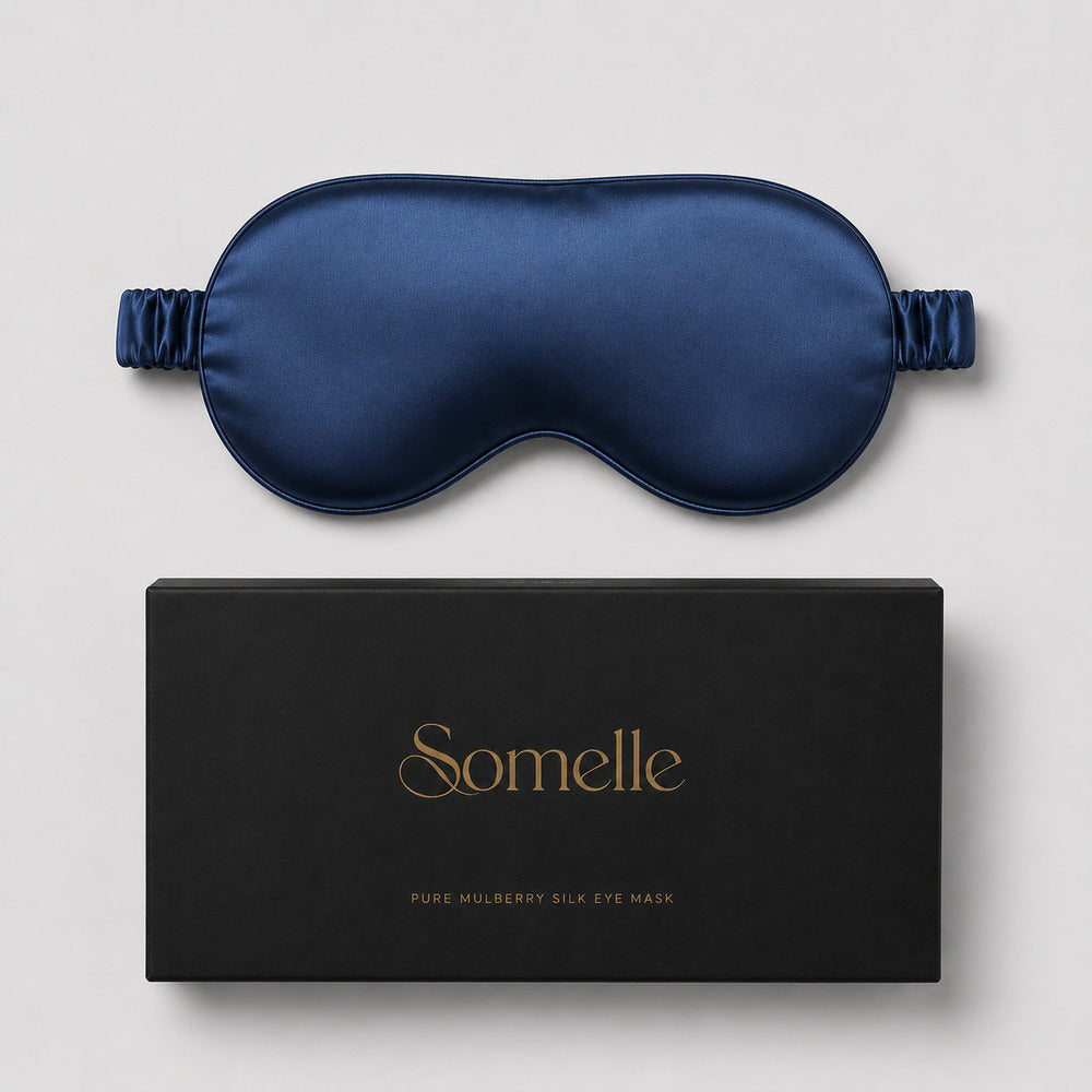 Navy Blue Silk Sleep Mask for Travel | 22 Momme Mulberry Silk Eye Mask