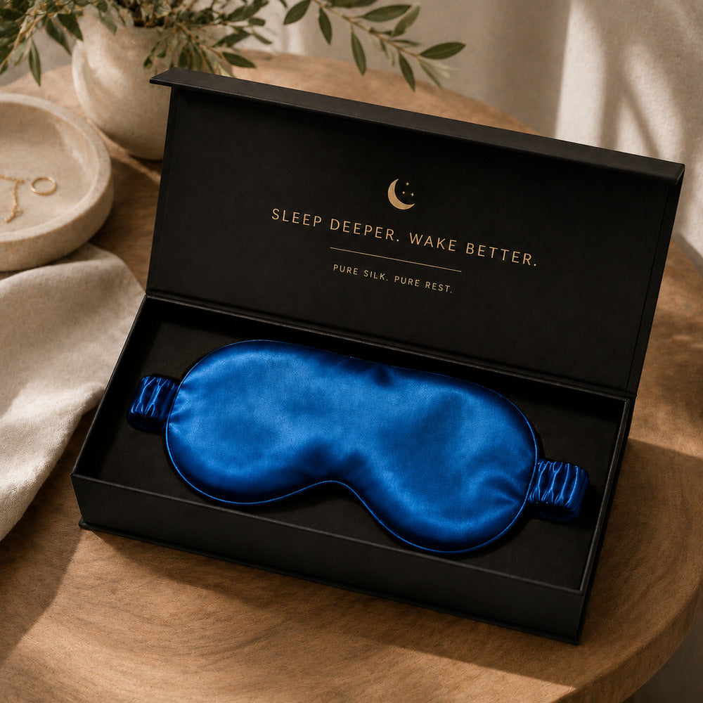 Ocean Blue Silk Sleep Mask for Travel | 22 Momme Mulberry Silk Eye Mask