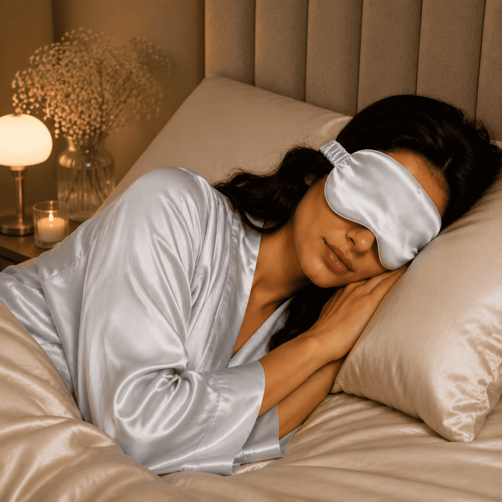Silver Gray Silk Sleep Mask for Travel | 22 Momme Mulberry Silk Eye Mask