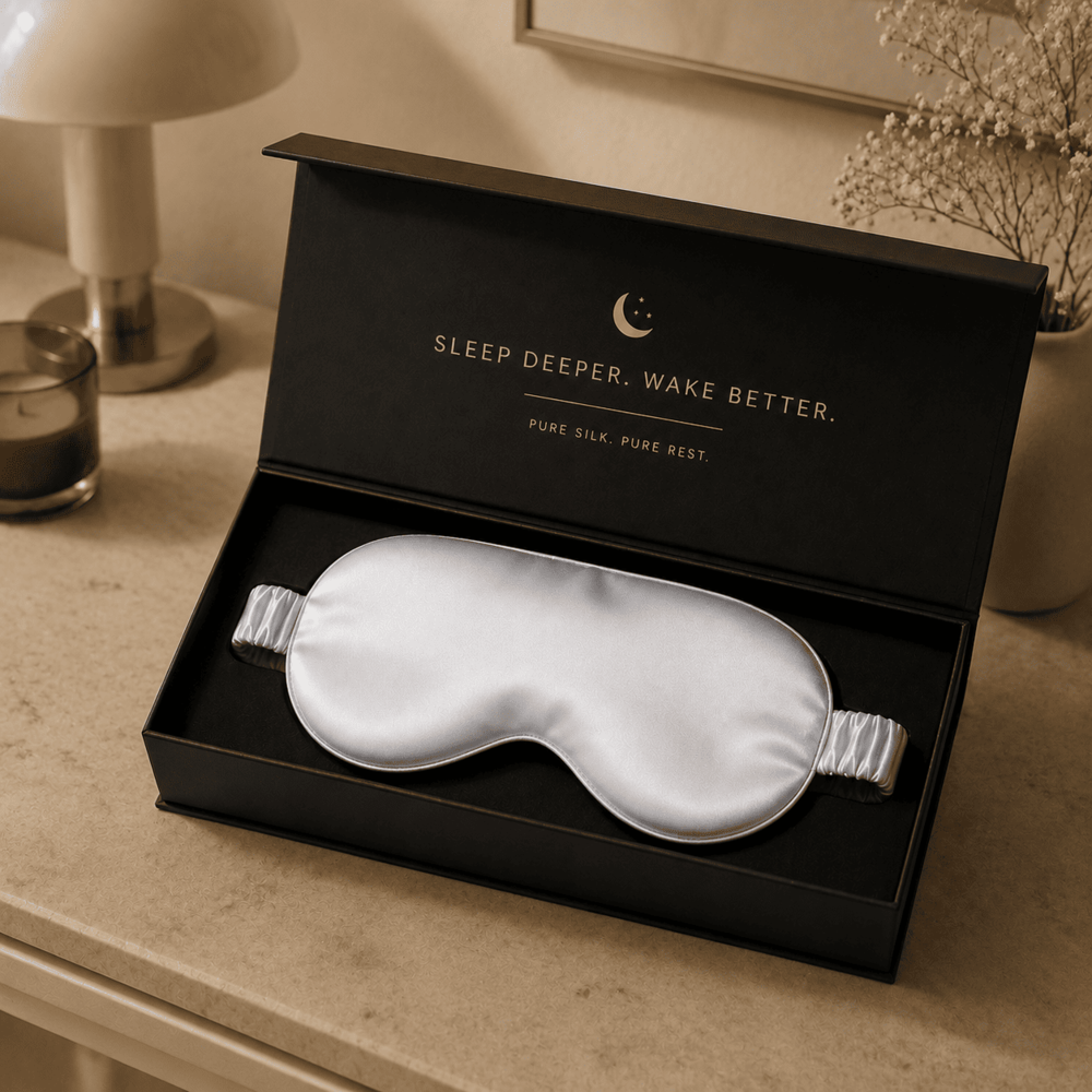 Silver Gray Silk Sleep Mask for Travel | 22 Momme Mulberry Silk Eye Mask