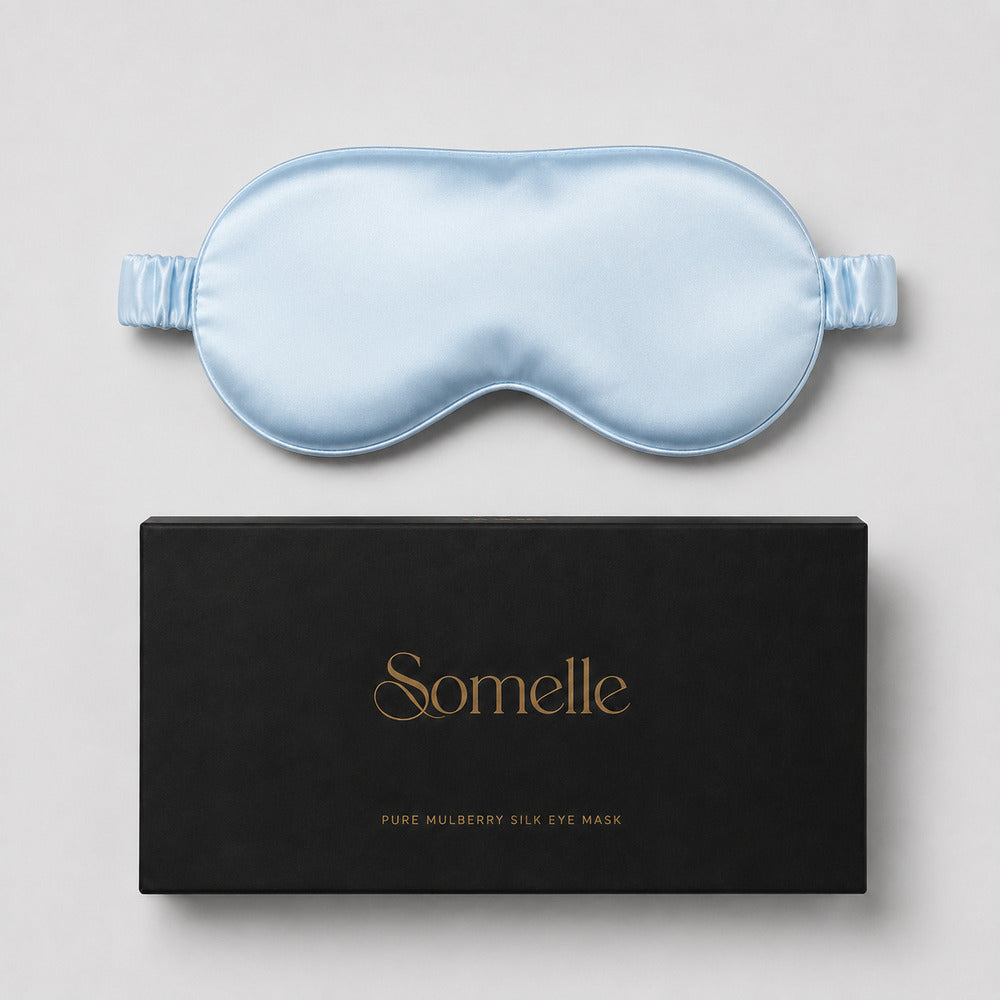 Sky Blue Silk Sleep Mask for Travel | 22 Momme Mulberry Silk Eye Mask