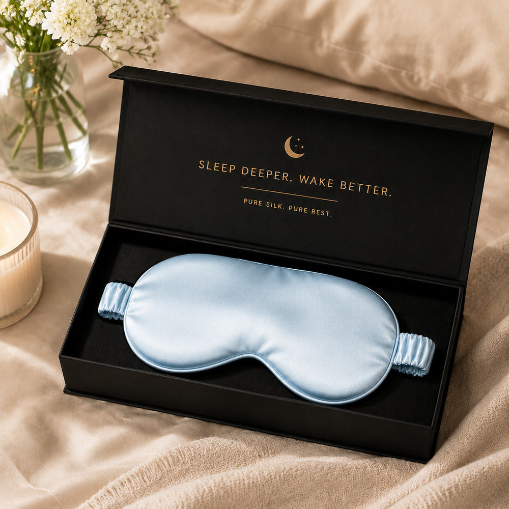 Sky Blue Silk Sleep Mask for Travel | 22 Momme Mulberry Silk Eye Mask