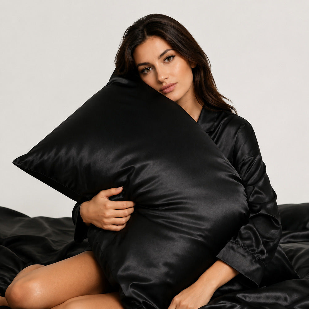 Black 22 Momme Mulberry Silk Pillowcase