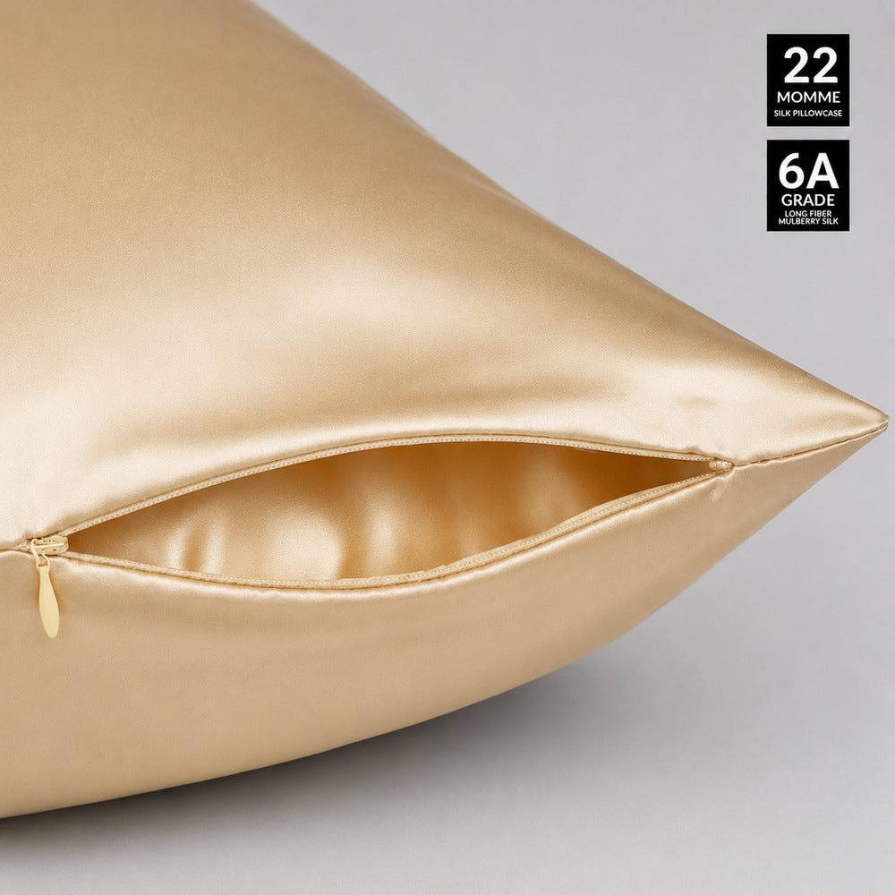 Golden Beige 22 Momme Mulberry Silk Pillowcase