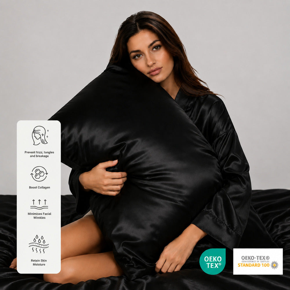 Black 22 Momme Mulberry Silk Pillowcase