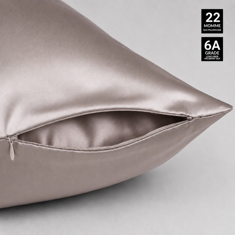 Silver Gray 22 Momme Mulberry Silk Pillowcase