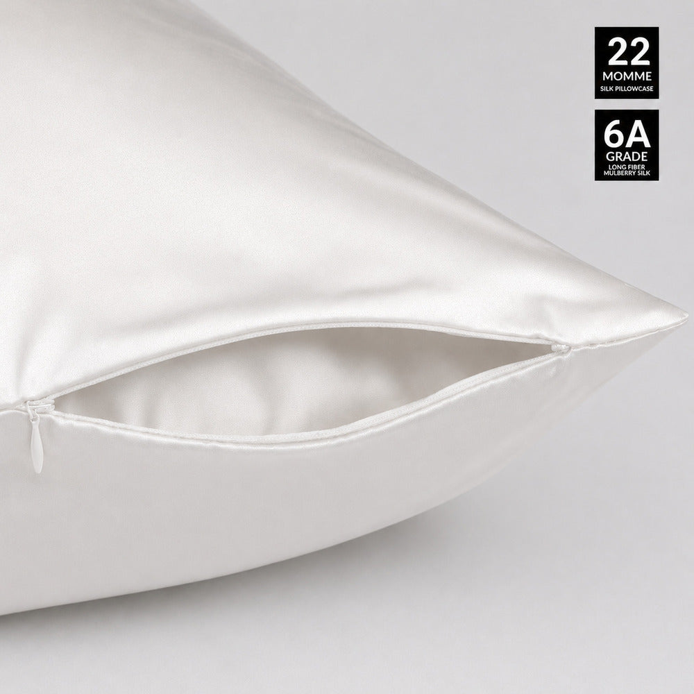 White 22 Momme Mulberry Silk Pillowcase