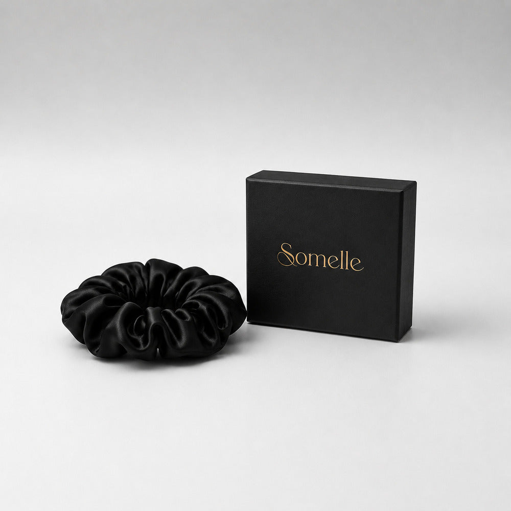 Black Mulberry Silk Scrunchie