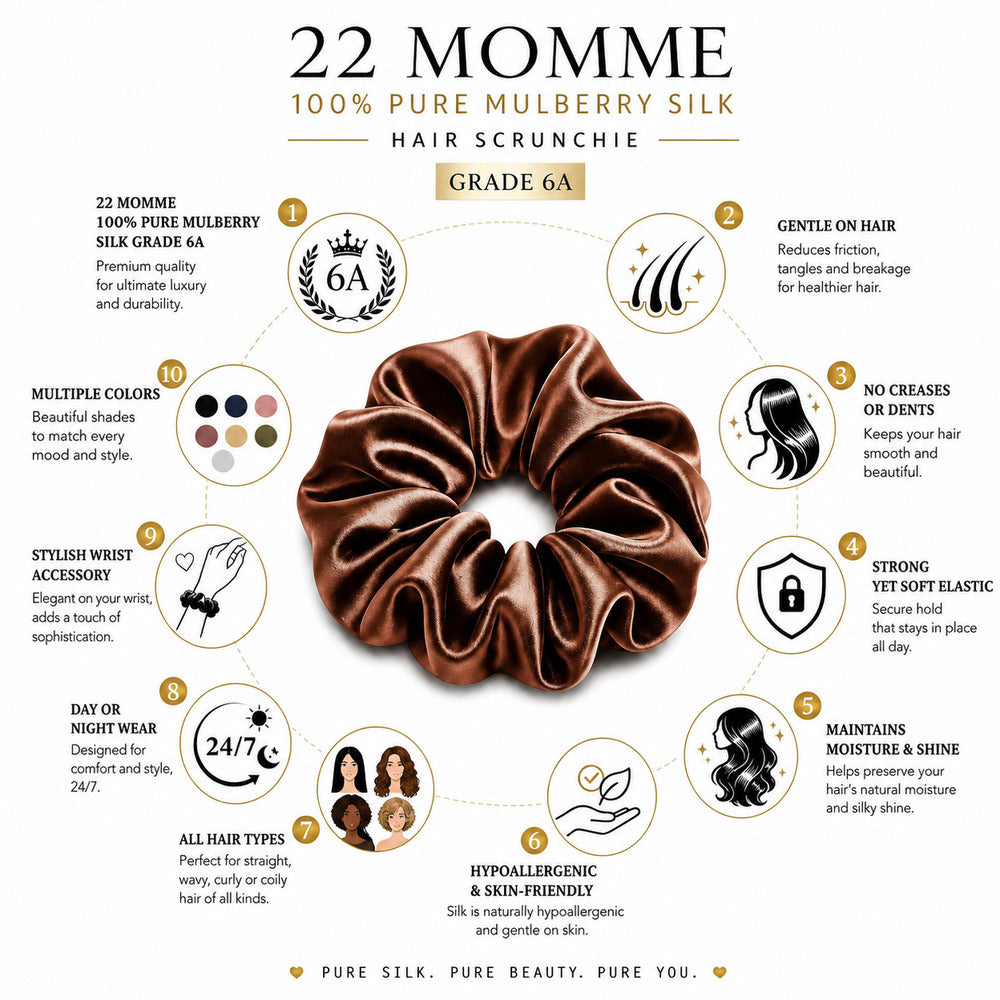 Mocha Brown Mulberry Silk Scrunchie