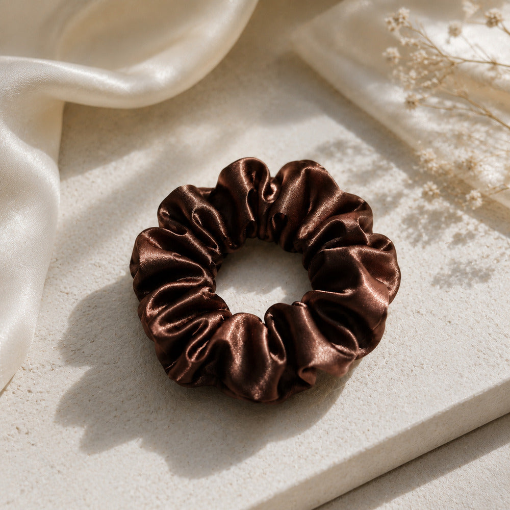Mocha Brown Mulberry Silk Scrunchie