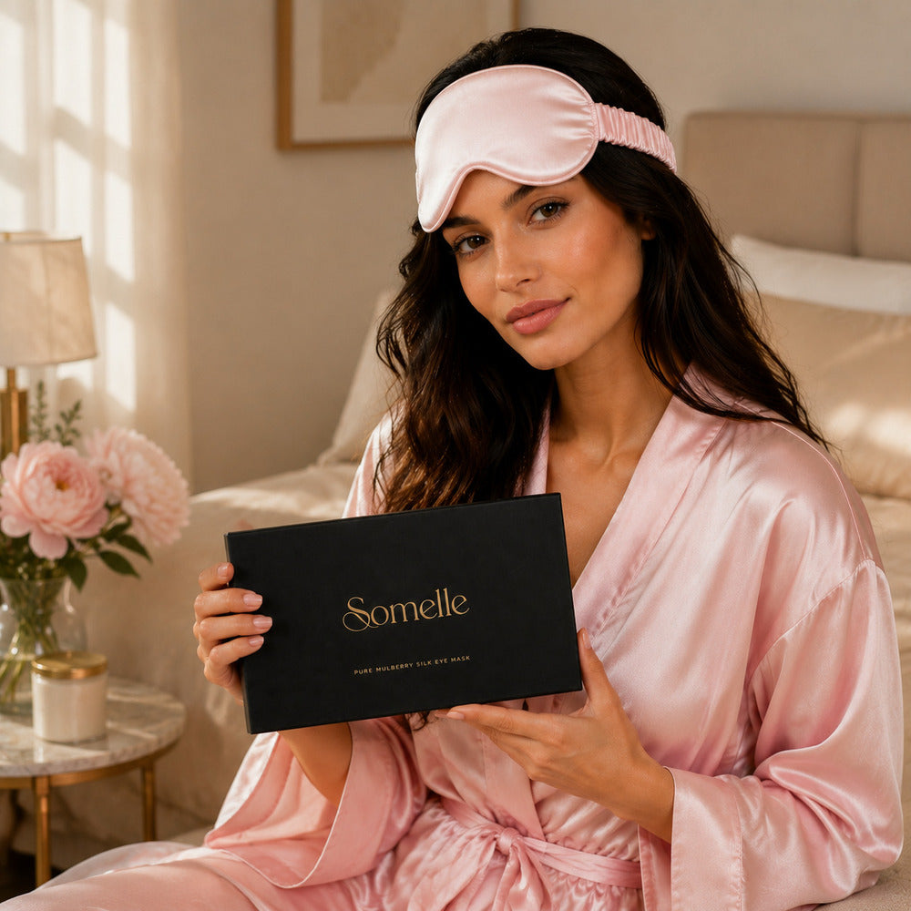 Blush Pink Silk Sleep Mask for Travel | 22 Momme Mulberry Silk Eye Mask