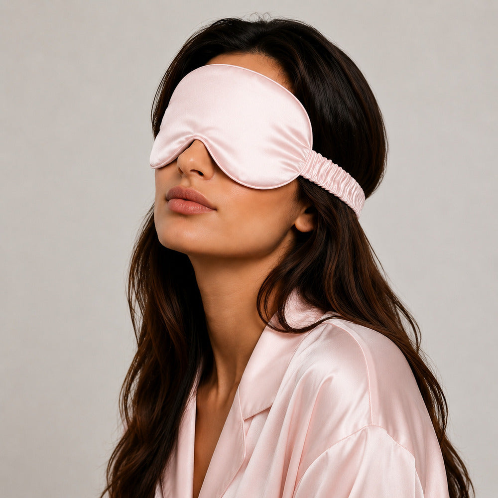 Blush Pink Silk Sleep Mask for Travel | 22 Momme Mulberry Silk Eye Mask