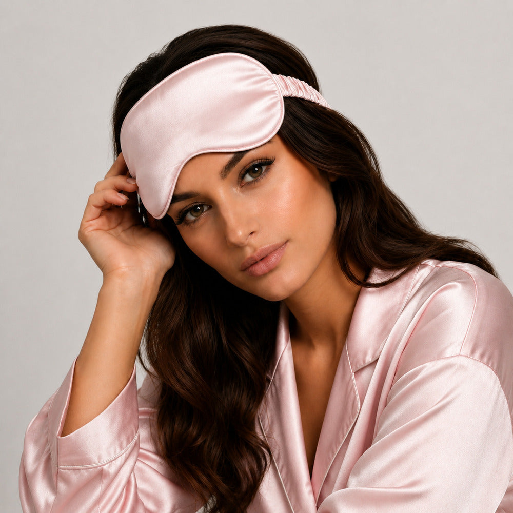Blush Pink Silk Sleep Mask for Travel | 22 Momme Mulberry Silk Eye Mask
