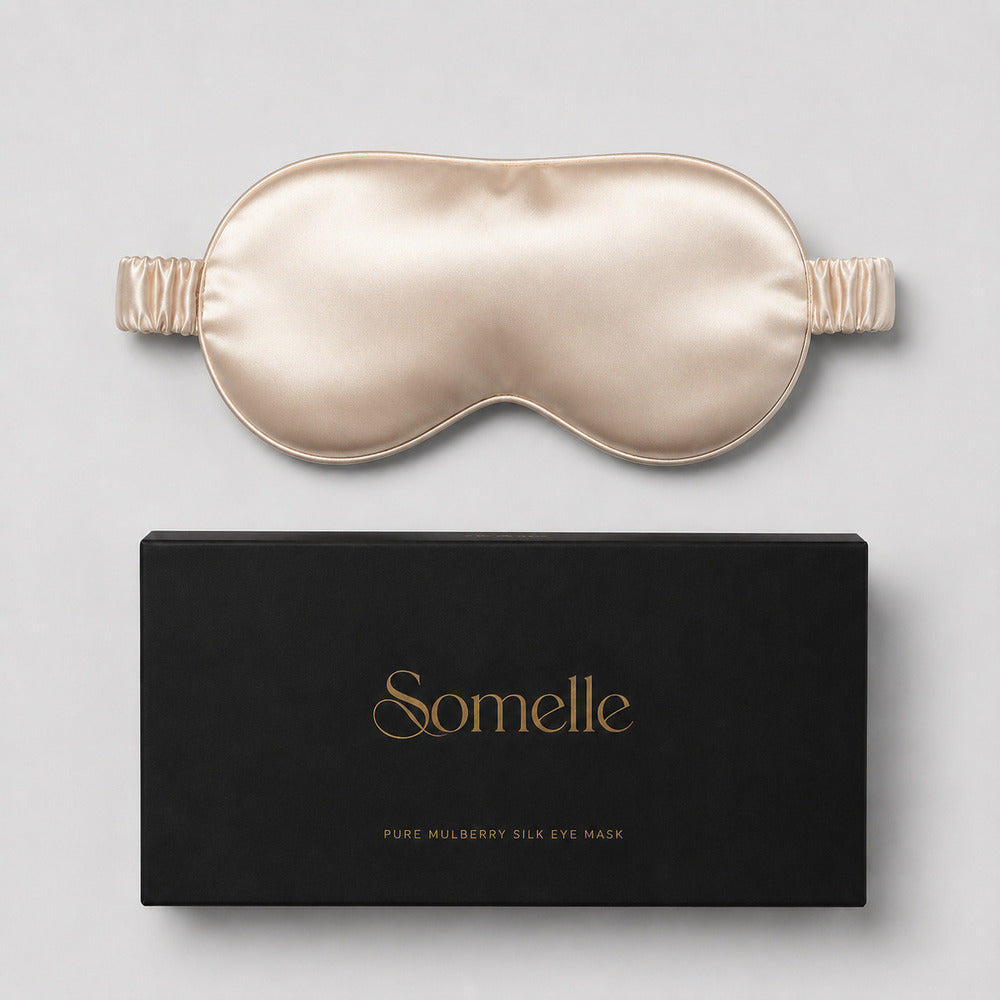 Champagne Beige Silk Sleep Mask for Travel | 22 Momme Mulberry Silk Eye Mask