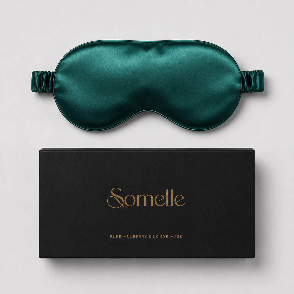 Deep Teal Silk Sleep Mask for Travel | 22 Momme Mulberry Silk Eye Mask