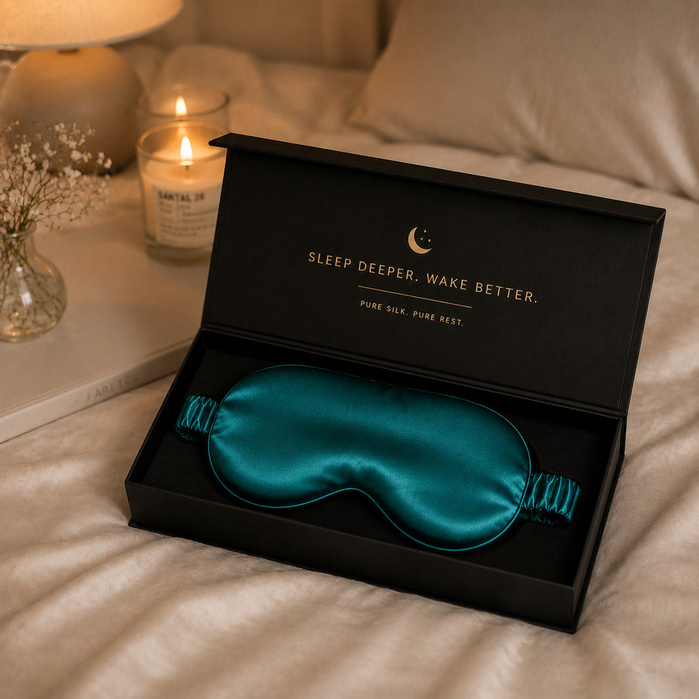 Deep Teal Silk Sleep Mask for Travel | 22 Momme Mulberry Silk Eye Mask