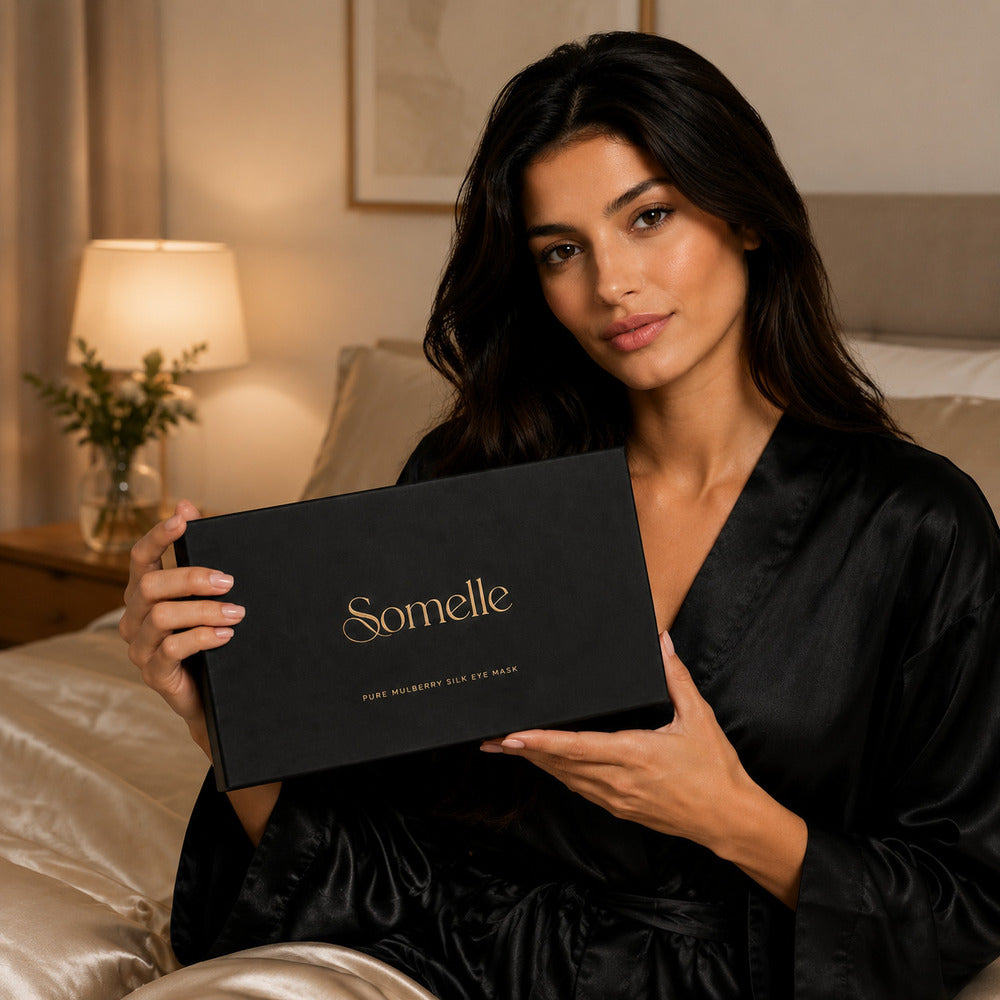 Black Silk Sleep Mask for Travel | 22 Momme Mulberry Silk Eye Mask