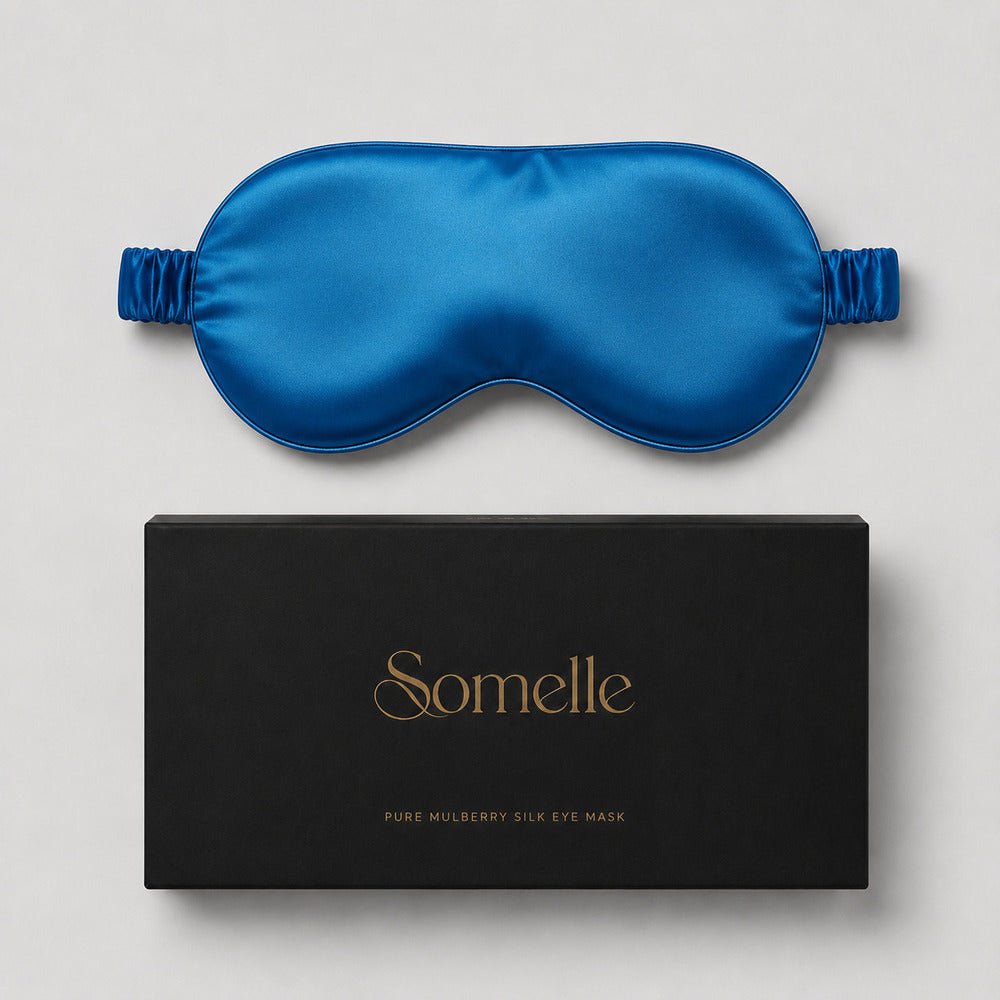 Ocean Blue Silk Sleep Mask for Travel | 22 Momme Mulberry Silk Eye Mask