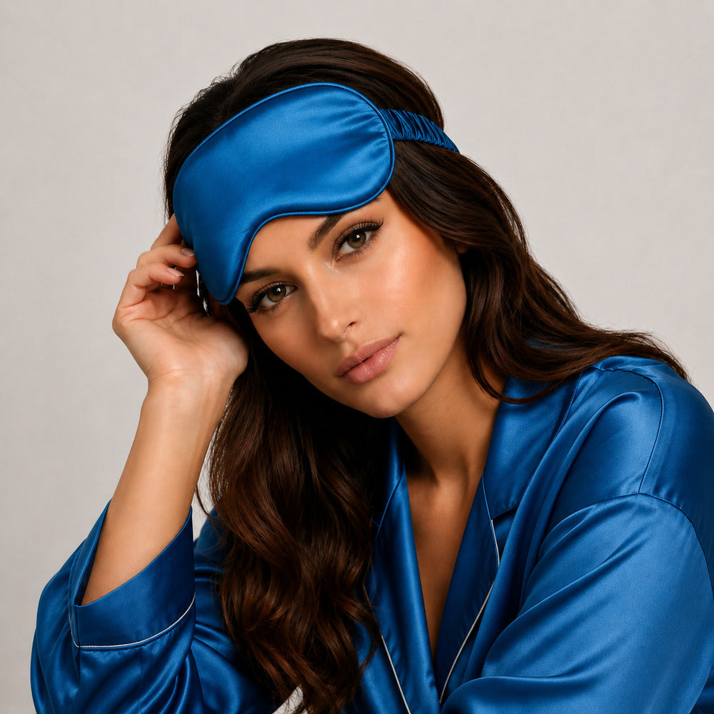 Ocean Blue Silk Sleep Mask for Travel | 22 Momme Mulberry Silk Eye Mask