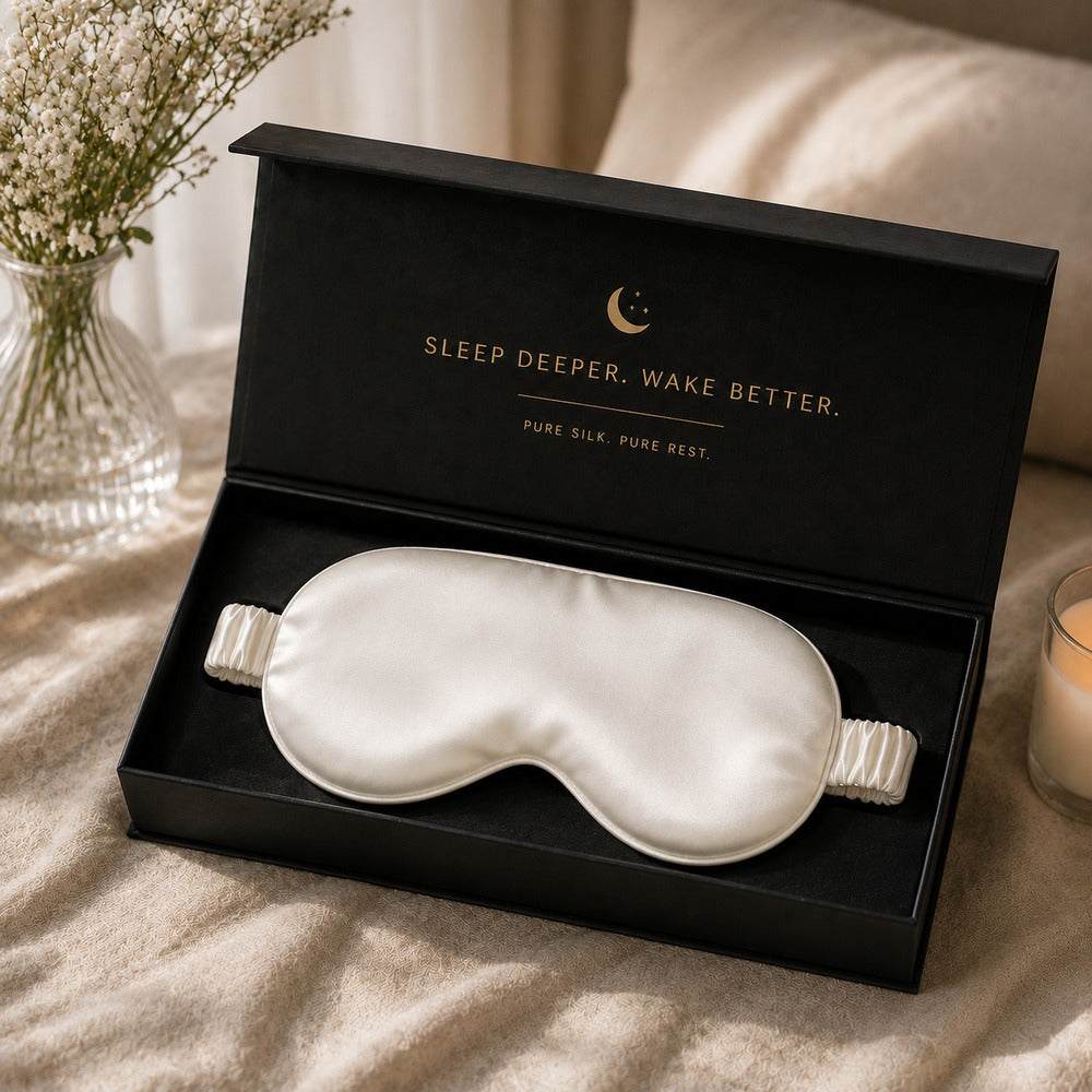 Pearl White Silk Sleep Mask for Travel | 22 Momme Mulberry Silk Eye Mask