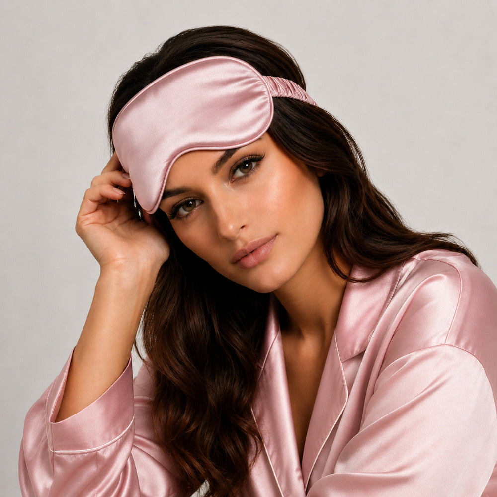 Rose Pink Silk Sleep Mask for Travel | 22 Momme Mulberry Silk Eye Mask