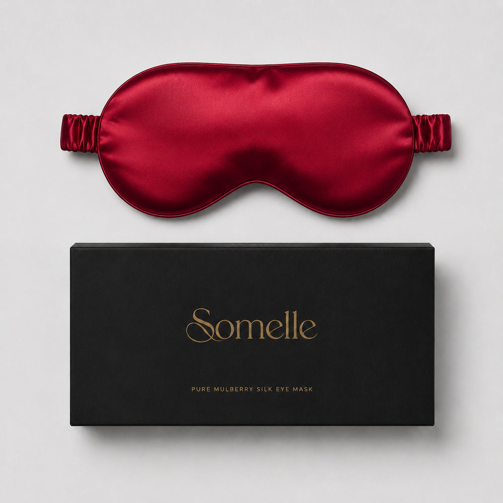 Ruby Red Silk Sleep Mask for Travel | 22 Momme Mulberry Silk Eye Mask