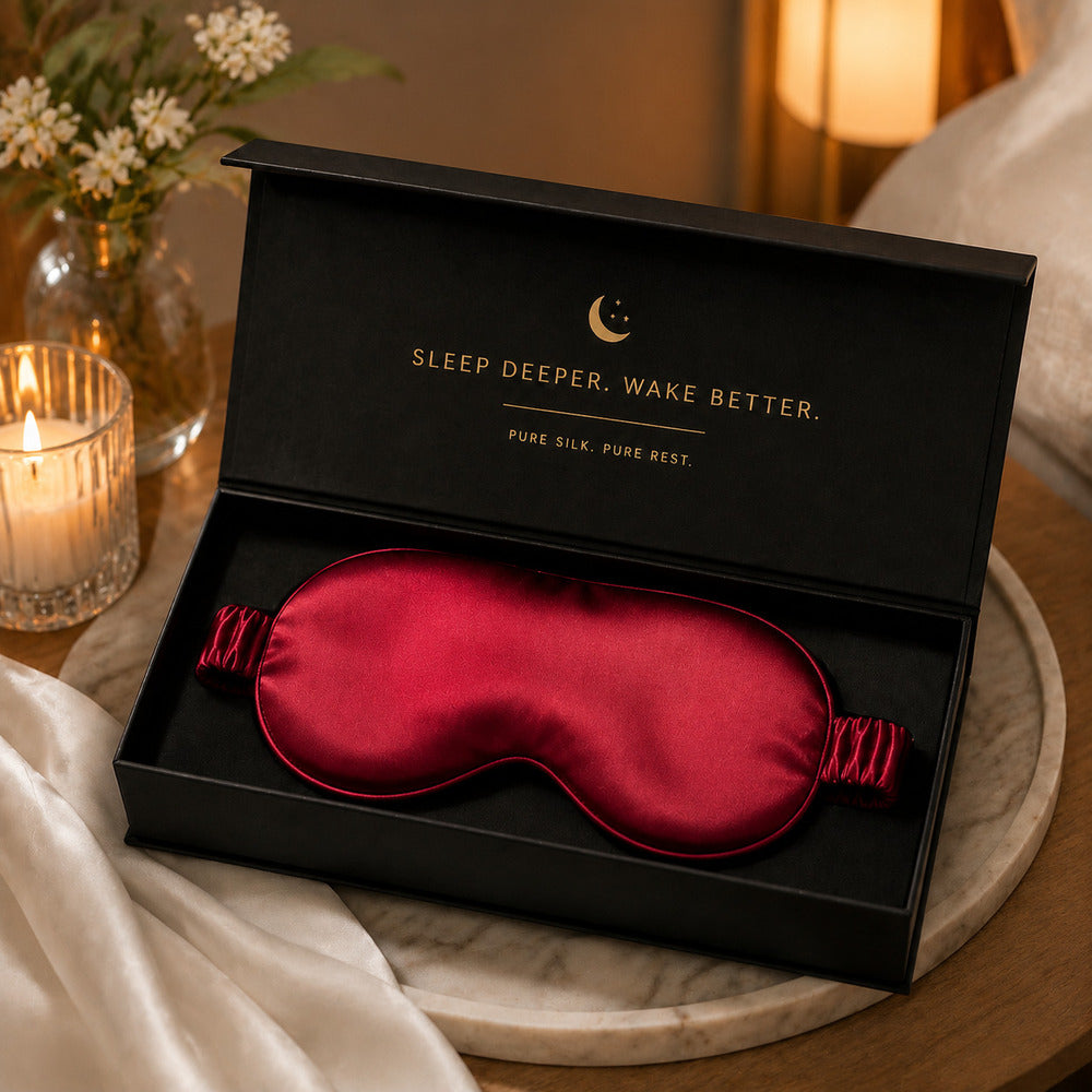 Ruby Red Silk Sleep Mask for Travel | 22 Momme Mulberry Silk Eye Mask