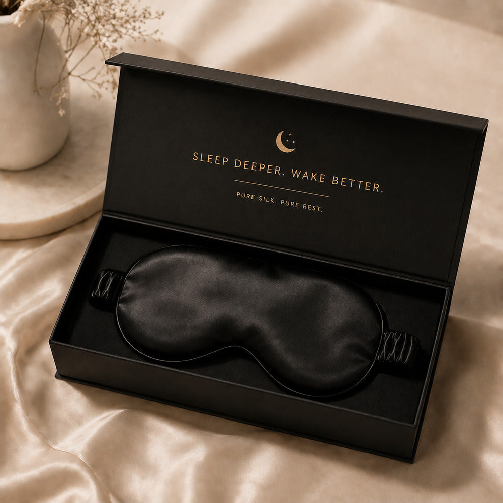 Black Silk Sleep Mask for Travel | 22 Momme Mulberry Silk Eye Mask