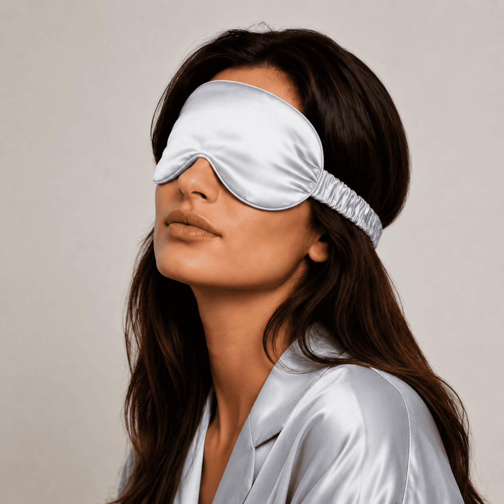 Silver Gray Silk Sleep Mask for Travel | 22 Momme Mulberry Silk Eye Mask