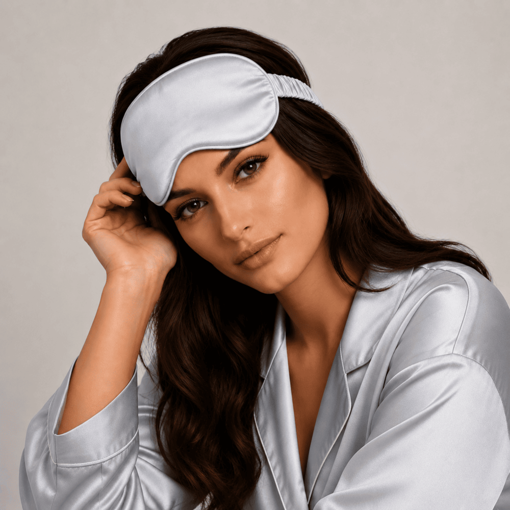 Silver Gray Silk Sleep Mask for Travel | 22 Momme Mulberry Silk Eye Mask