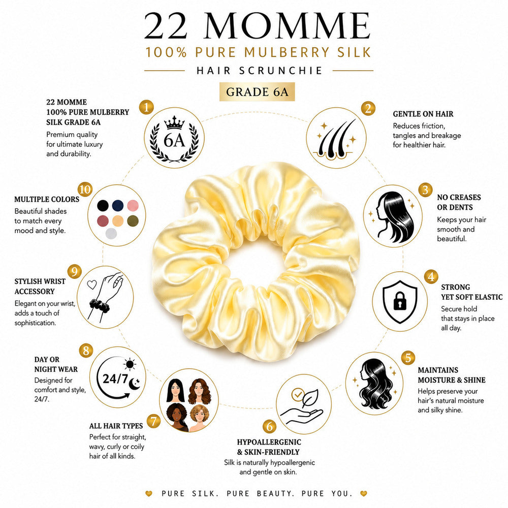 Warm Yellow Mulberry Silk Scrunchie