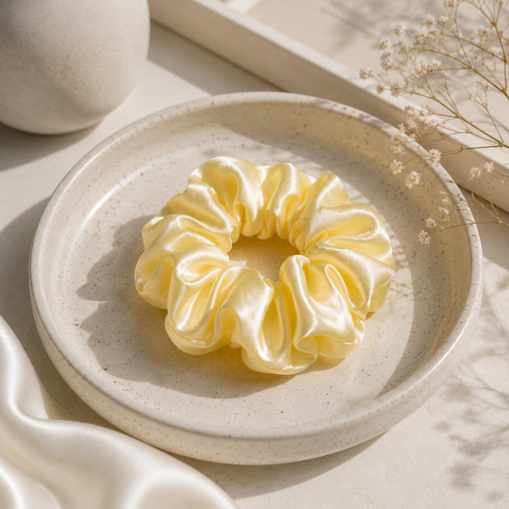Warm Yellow Mulberry Silk Scrunchie