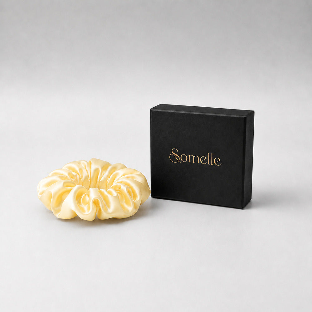 Warm Yellow Mulberry Silk Scrunchie