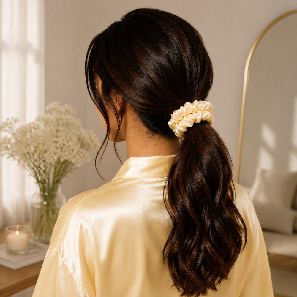 Warm Yellow Mulberry Silk Scrunchie